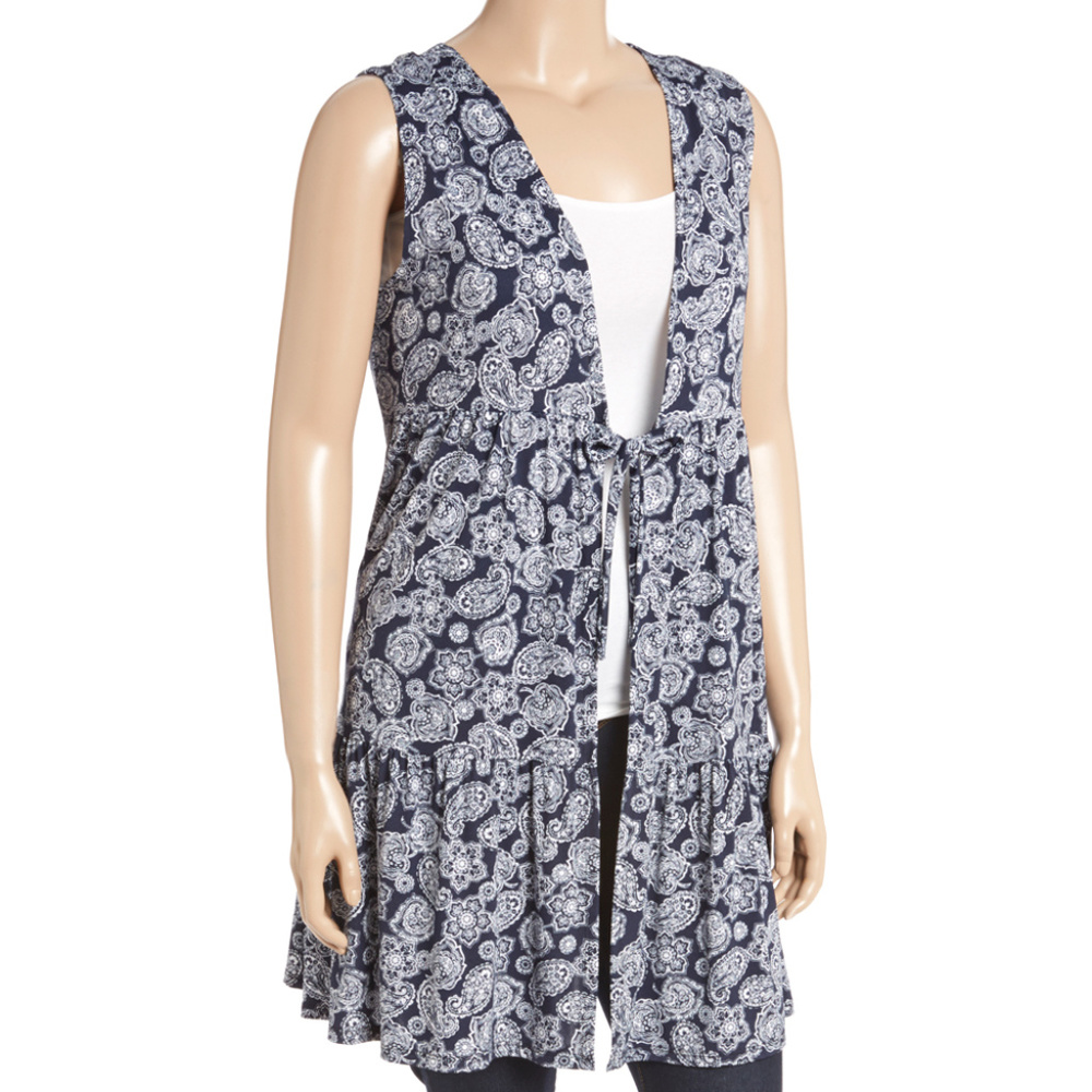 Tie-Front Sleeveless Cardigan